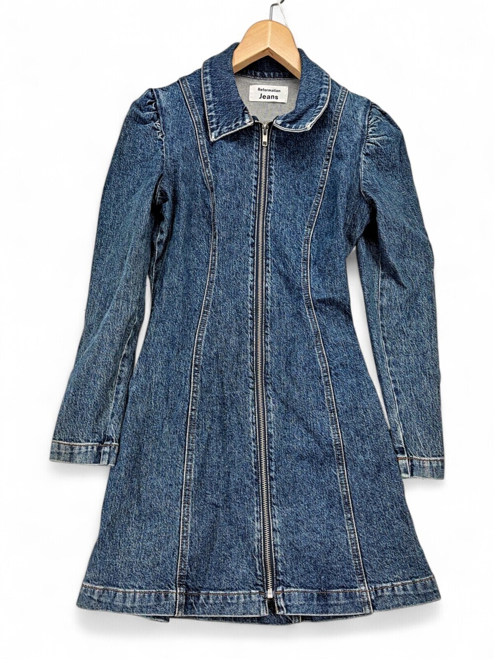 Reformation Denim Jacket Zip-Front Long Sleeve Size 0